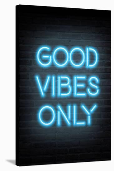 Good Vibes Only - Blue Neon-null-Stretched Canvas