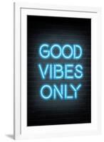 Good Vibes Only - Blue Neon-null-Framed Art Print