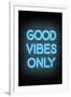 Good Vibes Only - Blue Neon-null-Framed Art Print