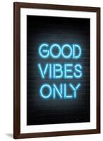 Good Vibes Only - Blue Neon-null-Framed Art Print