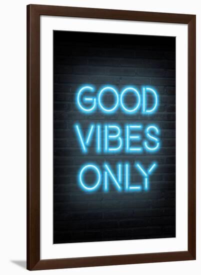 Good Vibes Only - Blue Neon-null-Framed Art Print