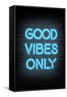 Good Vibes Only - Blue Neon-null-Framed Stretched Canvas