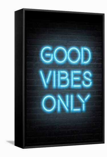 Good Vibes Only - Blue Neon-null-Framed Stretched Canvas