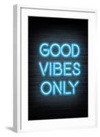 Good Vibes Only - Blue Neon-null-Framed Art Print