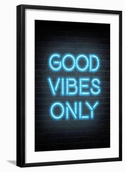 Good Vibes Only - Blue Neon-null-Framed Art Print