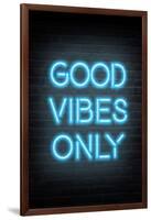 Good Vibes Only - Blue Neon-null-Framed Art Print