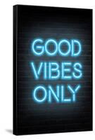 Good Vibes Only - Blue Neon-null-Framed Stretched Canvas