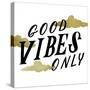 Good Vibes Only Gold Clouds-Ashley Santoro-Stretched Canvas