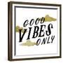 Good Vibes Only Gold Clouds-Ashley Santoro-Framed Giclee Print