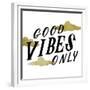 Good Vibes Only Gold Clouds-Ashley Santoro-Framed Giclee Print