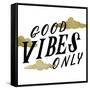 Good Vibes Only Gold Clouds-Ashley Santoro-Framed Stretched Canvas