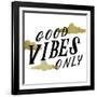 Good Vibes Only Gold Clouds-Ashley Santoro-Framed Giclee Print