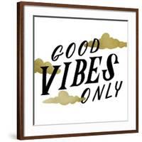 Good Vibes Only Gold Clouds-Ashley Santoro-Framed Giclee Print