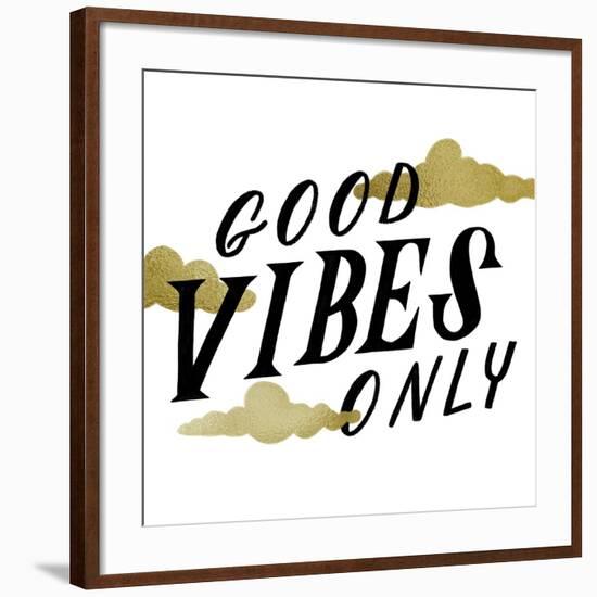 Good Vibes Only Gold Clouds-Ashley Santoro-Framed Giclee Print