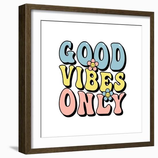 Good Vibes Only Inspirational Slogan Print for T-Shirts, Cards, Posters, Positive Motivational Quot-Lentochka-Framed Photographic Print