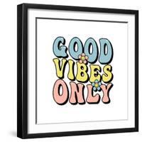 Good Vibes Only Inspirational Slogan Print for T-Shirts, Cards, Posters, Positive Motivational Quot-Lentochka-Framed Photographic Print