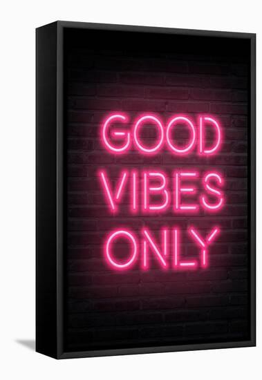 Good Vibes Only - Pink Neon-null-Framed Stretched Canvas