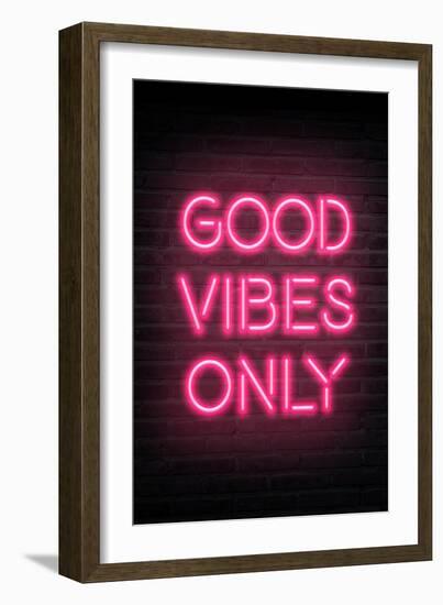 Good Vibes Only - Pink Neon-null-Framed Art Print