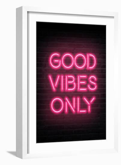 Good Vibes Only - Pink Neon-null-Framed Art Print