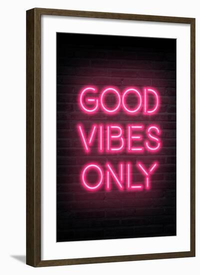 Good Vibes Only - Pink Neon-null-Framed Art Print