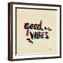 Good Vibes - Red and Cyan Ink-Cat Coquillette-Framed Giclee Print