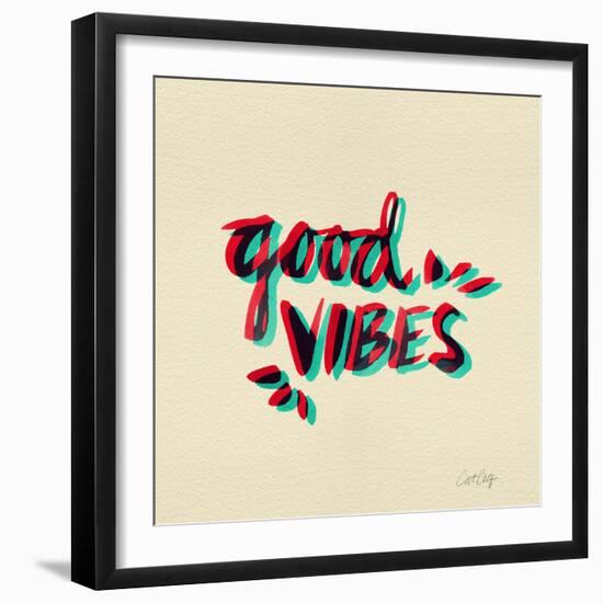 Good Vibes - Red and Cyan Ink-Cat Coquillette-Framed Giclee Print