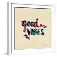 Good Vibes - Red and Cyan Ink-Cat Coquillette-Framed Giclee Print