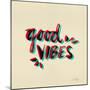 Good Vibes - Red and Cyan Ink-Cat Coquillette-Mounted Giclee Print