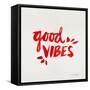 Good Vibes - Red Ink-Cat Coquillette-Framed Stretched Canvas