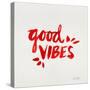 Good Vibes - Red Ink-Cat Coquillette-Stretched Canvas