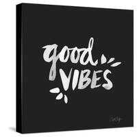 Good Vibes - White Ink-Cat Coquillette-Stretched Canvas