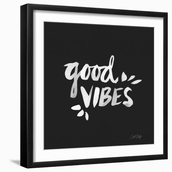 Good Vibes - White Ink-Cat Coquillette-Framed Giclee Print