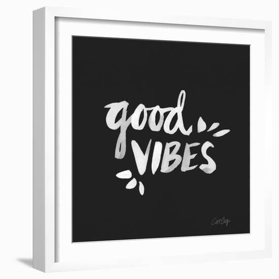 Good Vibes - White Ink-Cat Coquillette-Framed Giclee Print