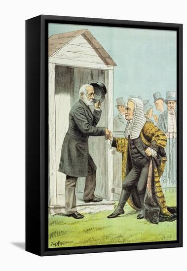 Goodbye to Judge Clark, from 'St. Stephen's Review Presentation Cartoon', 8 Dec 1888-Tom Merry-Framed Stretched Canvas