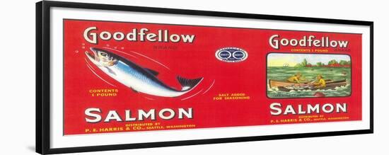 Goodfellow Salmon Can Label - Seattle, WA-Lantern Press-Framed Premium Giclee Print