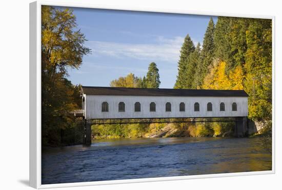 Goodpasture Covered Bridge, Mckenzie River, Lane County, Oregon, USA-Jamie & Judy Wild-Framed Photographic Print