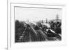 Goods Train Waits on One Track to Let the Passenger Train Go Through-null-Framed Art Print