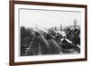 Goods Train Waits on One Track to Let the Passenger Train Go Through-null-Framed Art Print