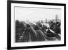 Goods Train Waits on One Track to Let the Passenger Train Go Through-null-Framed Premium Giclee Print