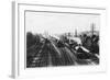 Goods Train Waits on One Track to Let the Passenger Train Go Through-null-Framed Art Print