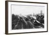 Goods Train Waits on One Track to Let the Passenger Train Go Through-null-Framed Art Print