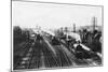 Goods Train Waits on One Track to Let the Passenger Train Go Through-null-Mounted Art Print