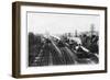 Goods Train Waits on One Track to Let the Passenger Train Go Through-null-Framed Art Print