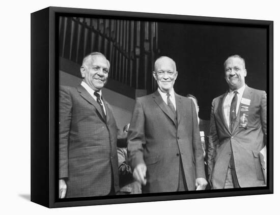 Goodwin Knight, Pres. Dwight D. Eisenhower and William Knowland During Campaign Tour of California-Ed Clark-Framed Stretched Canvas