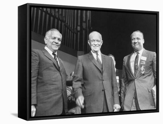 Goodwin Knight, Pres. Dwight D. Eisenhower and William Knowland During Campaign Tour of California-Ed Clark-Framed Stretched Canvas