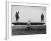 Goodyear Aircraft Engineers Standing on Wings of Rubber Airplane, Can Fly 60 MPH with 200 yd Runway-Grey Villet-Framed Photographic Print