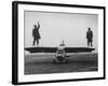 Goodyear Aircraft Engineers Standing on Wings of Rubber Airplane, Can Fly 60 MPH with 200 yd Runway-Grey Villet-Framed Photographic Print