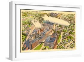 Goodyear Blimp and Factory, Akron, Ohio-null-Framed Art Print