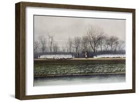 Goose Herding-null-Framed Art Print