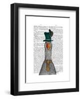 Goose in Green Hat-Fab Funky-Framed Art Print